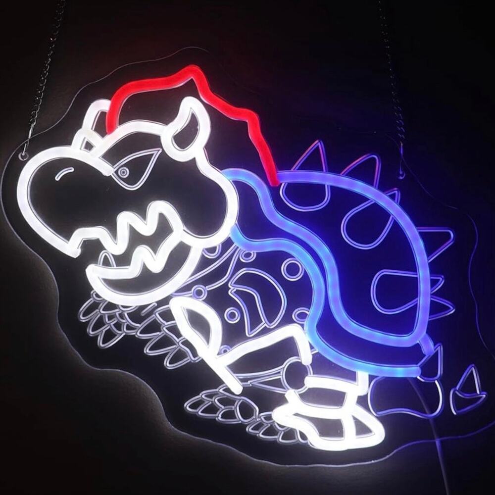 Skeleton Bowser Neon Sign Super Mario Night Light Room Wall Decor